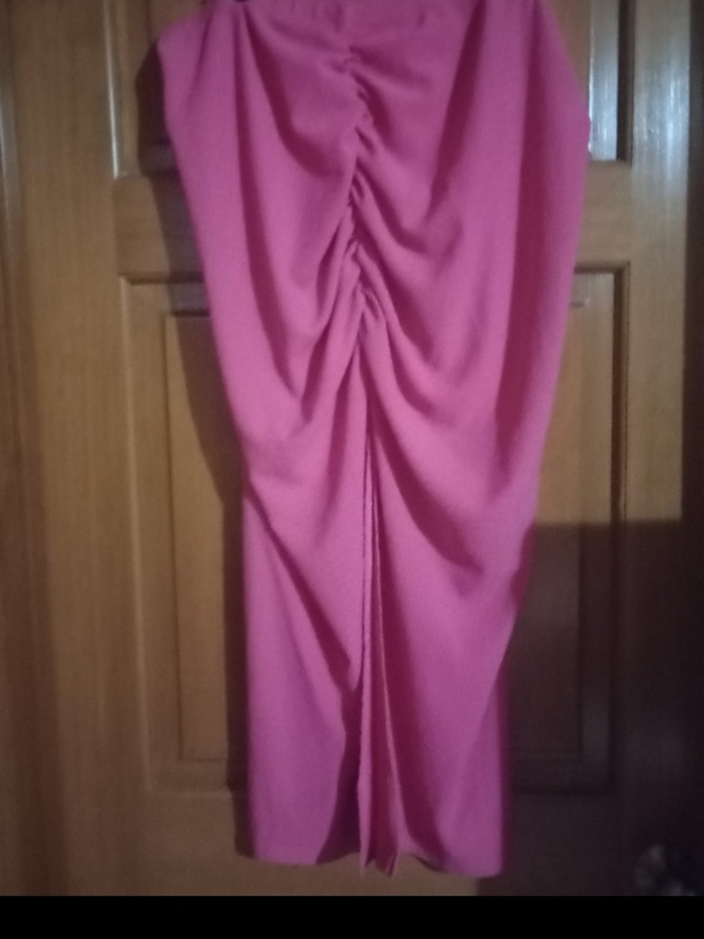 SHEIN Hot Pink Ruched Midi Dress
